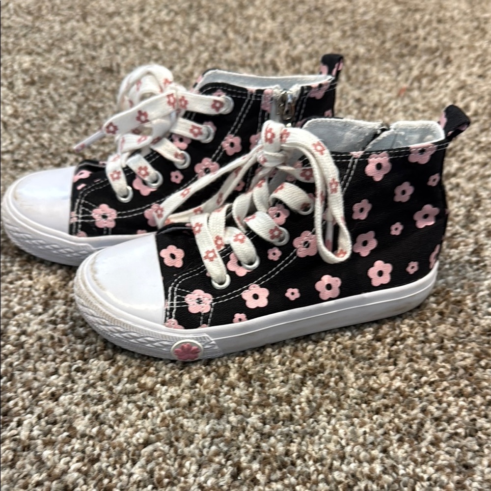 Tommy Bahama Floral Black and Pink Kids High-Top Sneakers